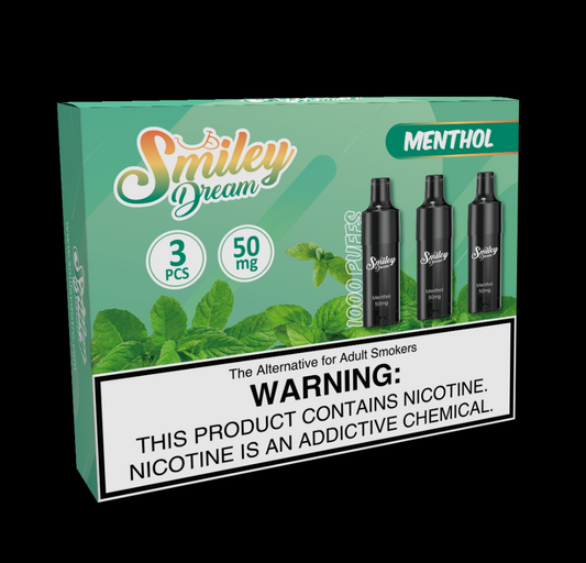 3 Pcs Smiley Dream 50 Mg Menthol Vapes