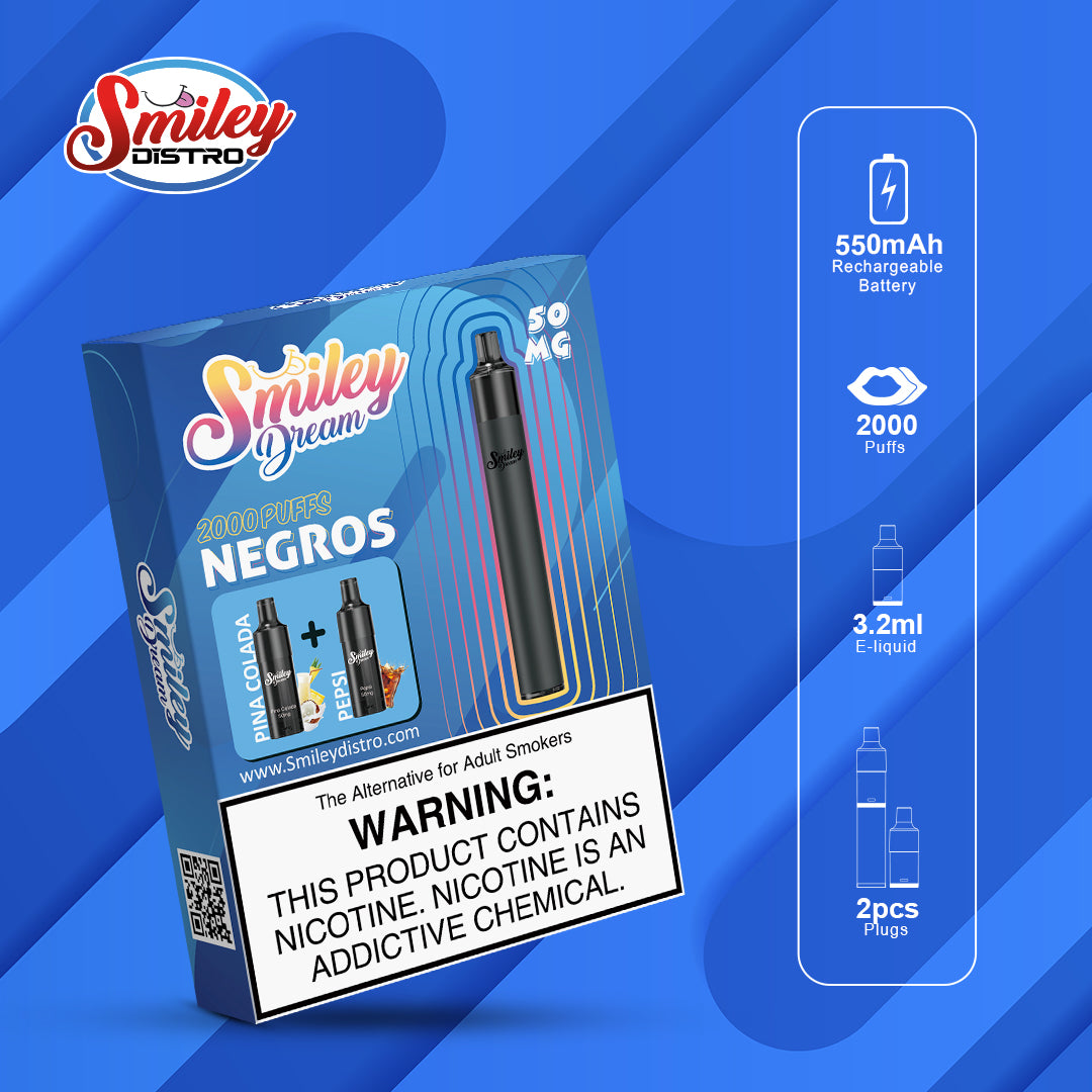 Smiley Dream Negros 2000 puffs